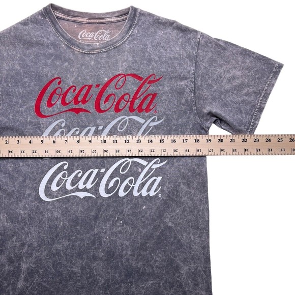 Coca-Cola T-shirt Medium Gray Acid/Bleach Wash‎ Spell-out Script - Picture 3 of 6